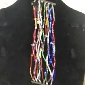 Handmade Beaded bracelet  Barney's Silver Clasp